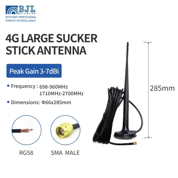 4g Suction Cup Rubber Rod Antenna 285mm