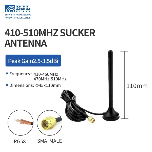 410 510mhz Suction Cup Adhesive Stick Antenna 110mm