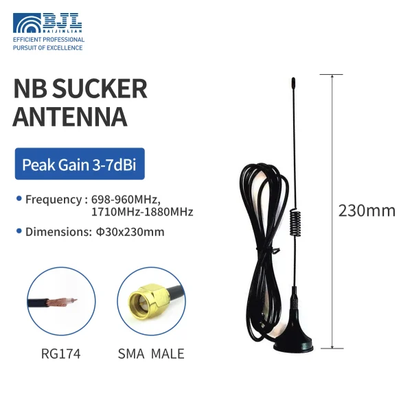 Nb Single Thread Suction Cup Antenna 230mm