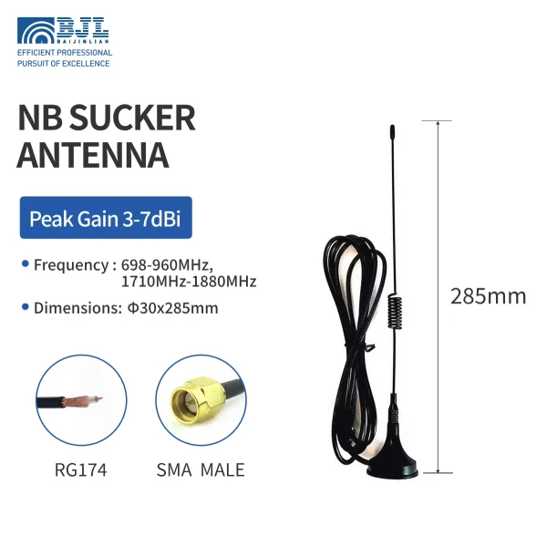 Nb Single Thread Suction Cup Antenna 285mm