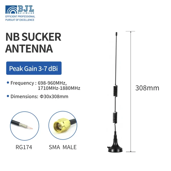 Nb Double Thread Suction Cup Antenna 308mm