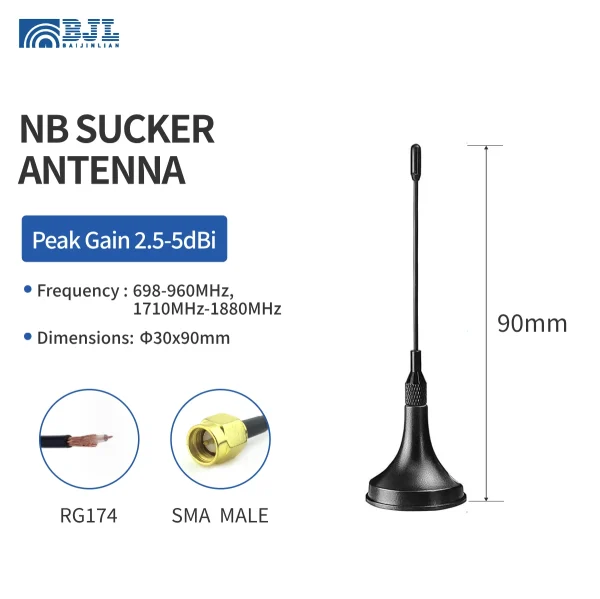 Nb Straight Rod Suction Cup Antenna 90mm